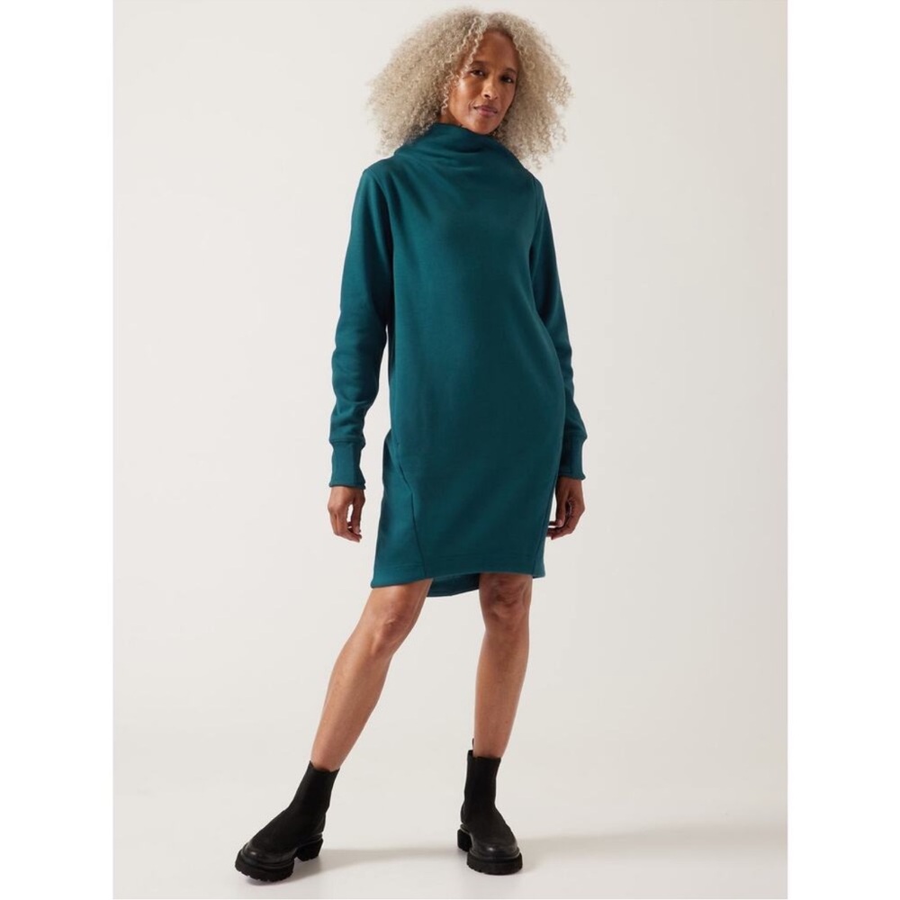 Athleta Teal Cozy Karma Long Sleeve Dress